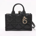 Second hand Dior Book Tote Mini Leather Macrocannage Handbag Black - Tabita Bags