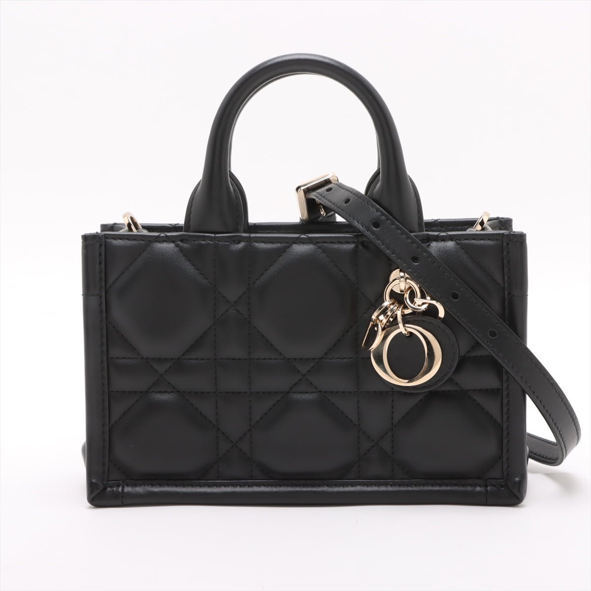 Second hand Dior Book Tote Mini Leather Macrocannage Handbag Black - Tabita Bags