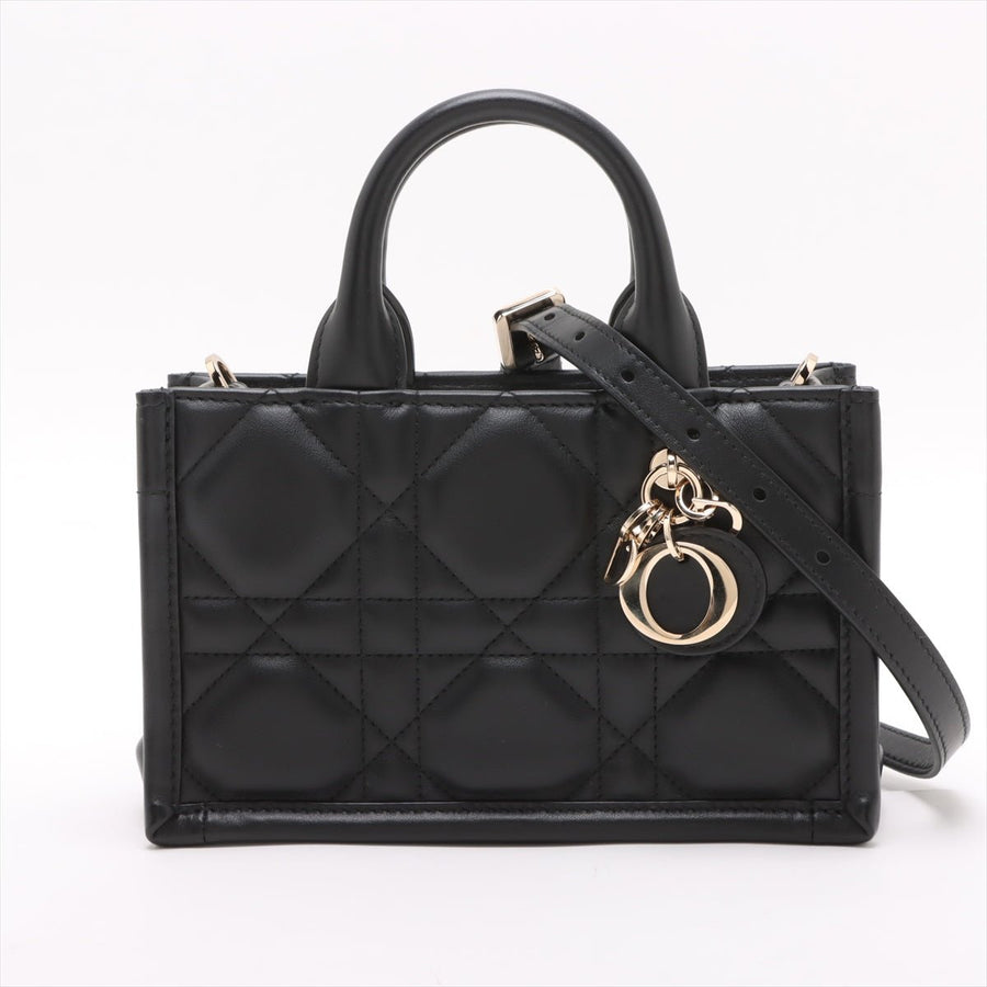 Second hand Dior Book Tote Mini Leather Macrocannage Handbag Black - Tabita Bags