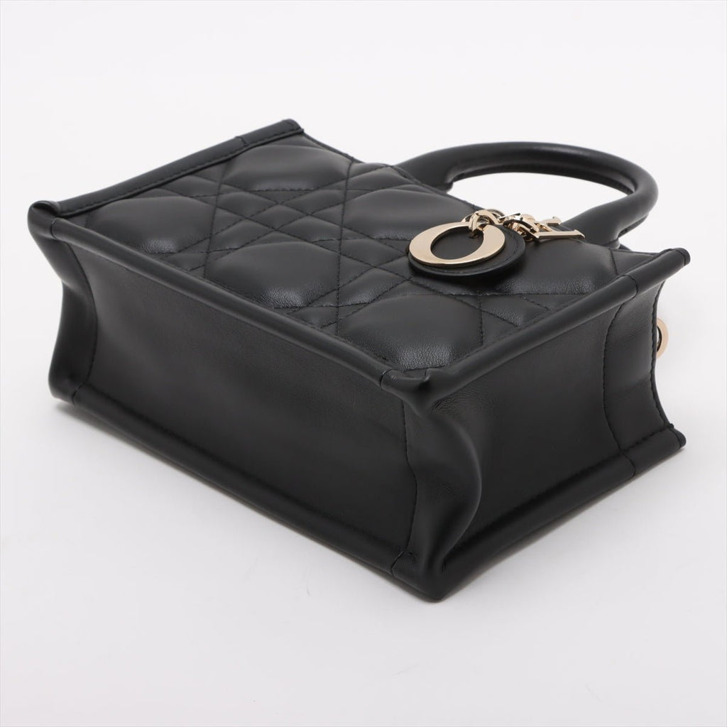 Second hand Dior Book Tote Mini Leather Macrocannage Handbag Black - Tabita Bags
