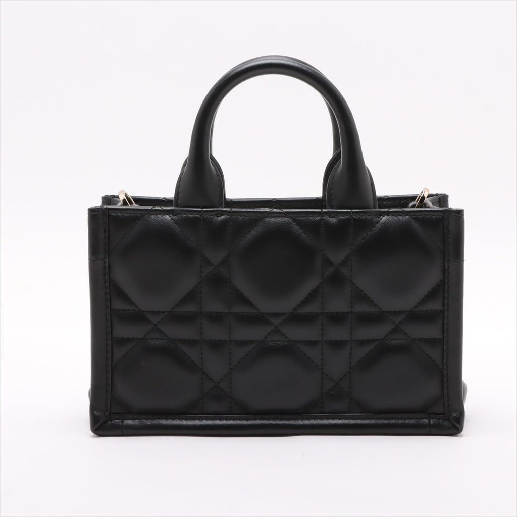 Second hand Dior Book Tote Mini Leather Macrocannage Handbag Black - Tabita Bags