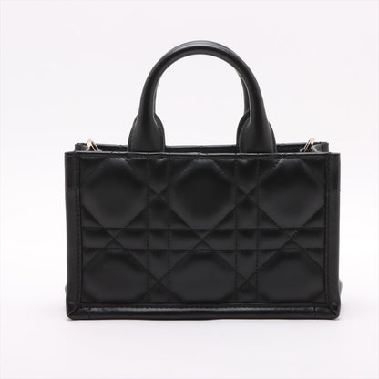 Second hand Dior Book Tote Mini Leather Macrocannage Handbag Black - Tabita Bags