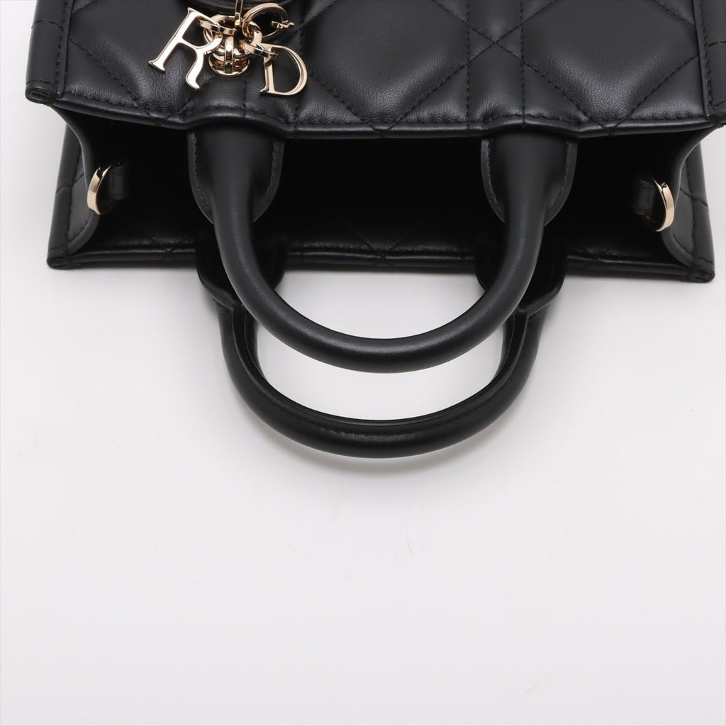 Second hand Dior Book Tote Mini Leather Macrocannage Handbag Black - Tabita Bags
