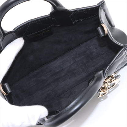 Second hand Dior Book Tote Mini Leather Macrocannage Handbag Black - Tabita Bags