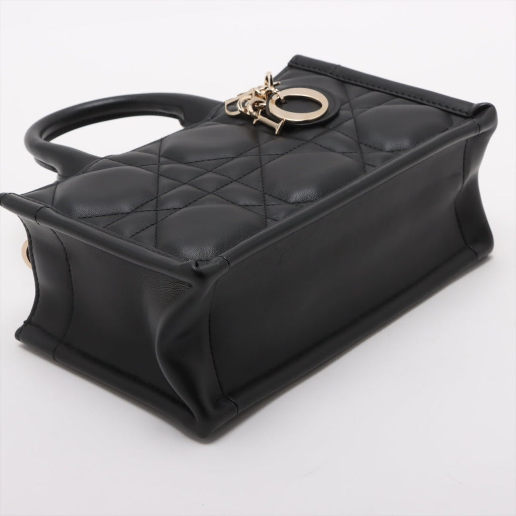 Second hand Dior Book Tote Mini Leather Macrocannage Handbag Black - Tabita Bags