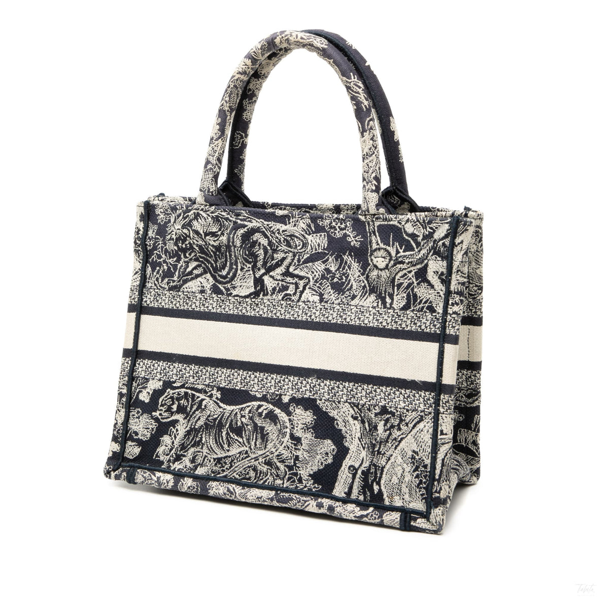 Second hand Dior Book Tote Small Embroidery Canvas Tote Bag Dioriviera Toile De Jouy Blue - Tabita Bags