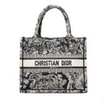 Second hand Dior Book Tote Small Embroidery Canvas Tote Bag Dioriviera Toile De Jouy Blue - Tabita Bags