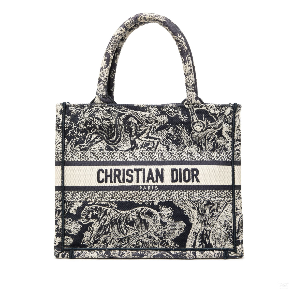 Second hand Dior Book Tote Small Embroidery Canvas Tote Bag Dioriviera Toile De Jouy Blue - Tabita Bags