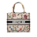 Second hand Dior Book Tote Small Embroidery Canvas Tote Bag Petites Fleurs Brown - Tabita Bags
