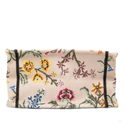Second hand Dior Book Tote Small Embroidery Canvas Tote Bag Petites Fleurs Brown - Tabita Bags