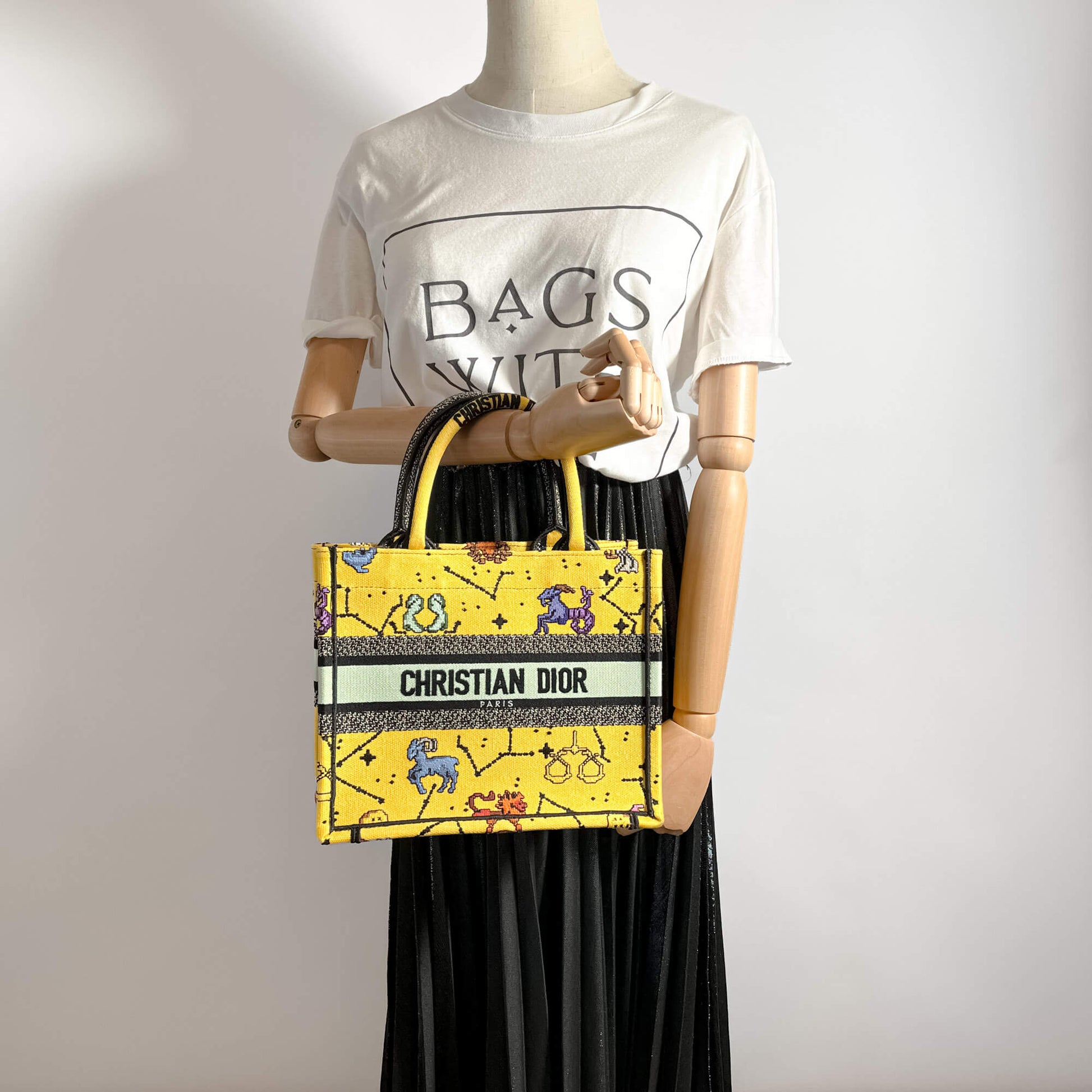 Dior Book Tote Small Embroidery Canvas Tote Bag Yellow Tabita