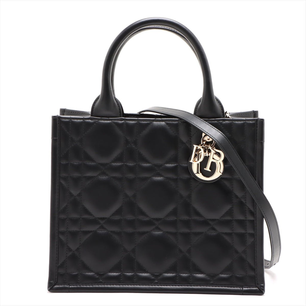 Second hand Dior Book Tote Small Leather Macrocannage Handbag Black - Tabita Bags