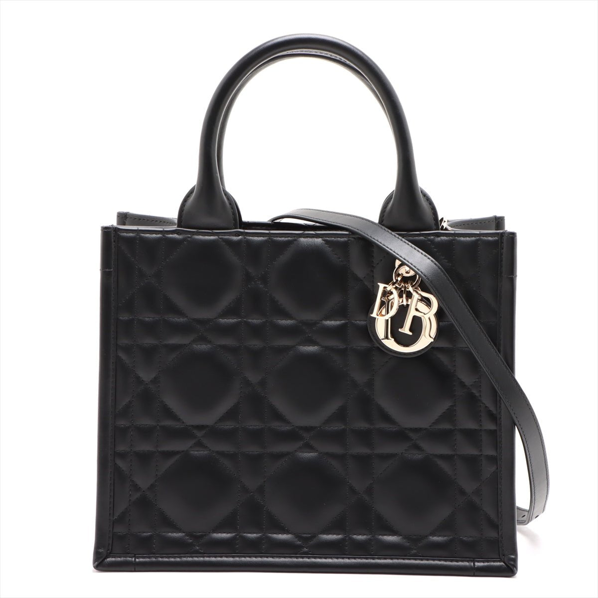 Second hand Dior Book Tote Small Leather Macrocannage Handbag Black - Tabita Bags
