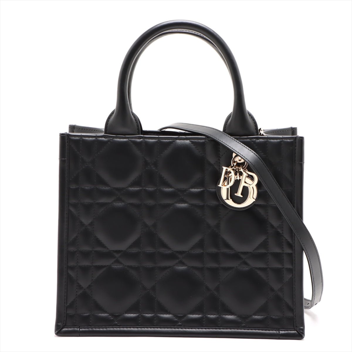 Second hand Dior Book Tote Small Leather Macrocannage Handbag Black - Tabita Bags