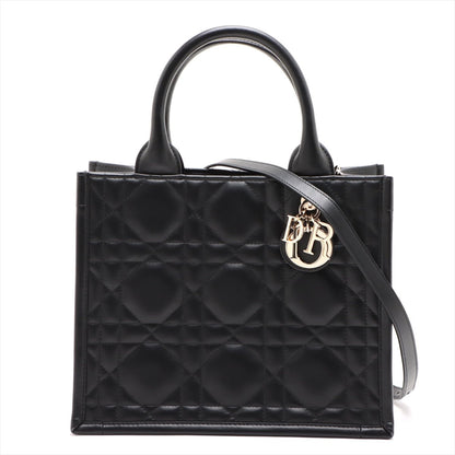 Second hand Dior Book Tote Small Leather Macrocannage Handbag Black - Tabita Bags