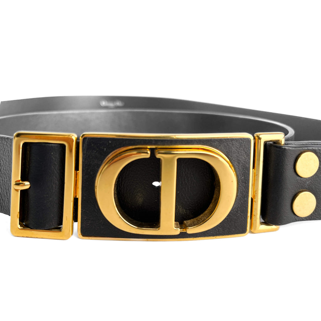 Second hand Dior CD Leather Medium Belt 90 Black - Tabita Bags