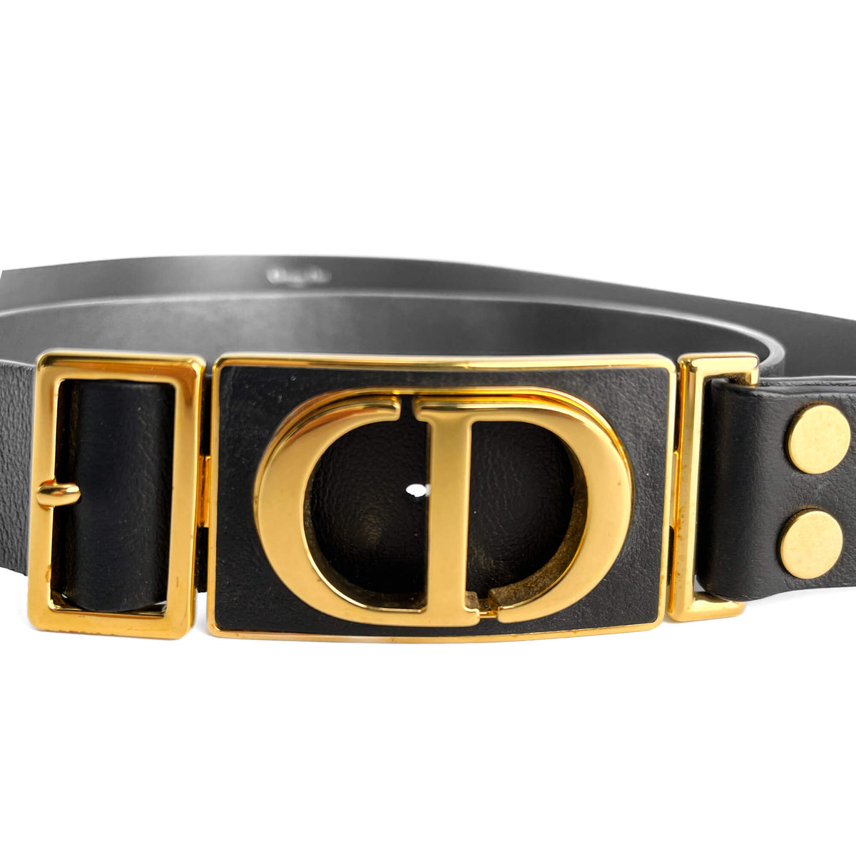 Second hand Dior CD Leather Medium Belt 90 Black - Tabita Bags