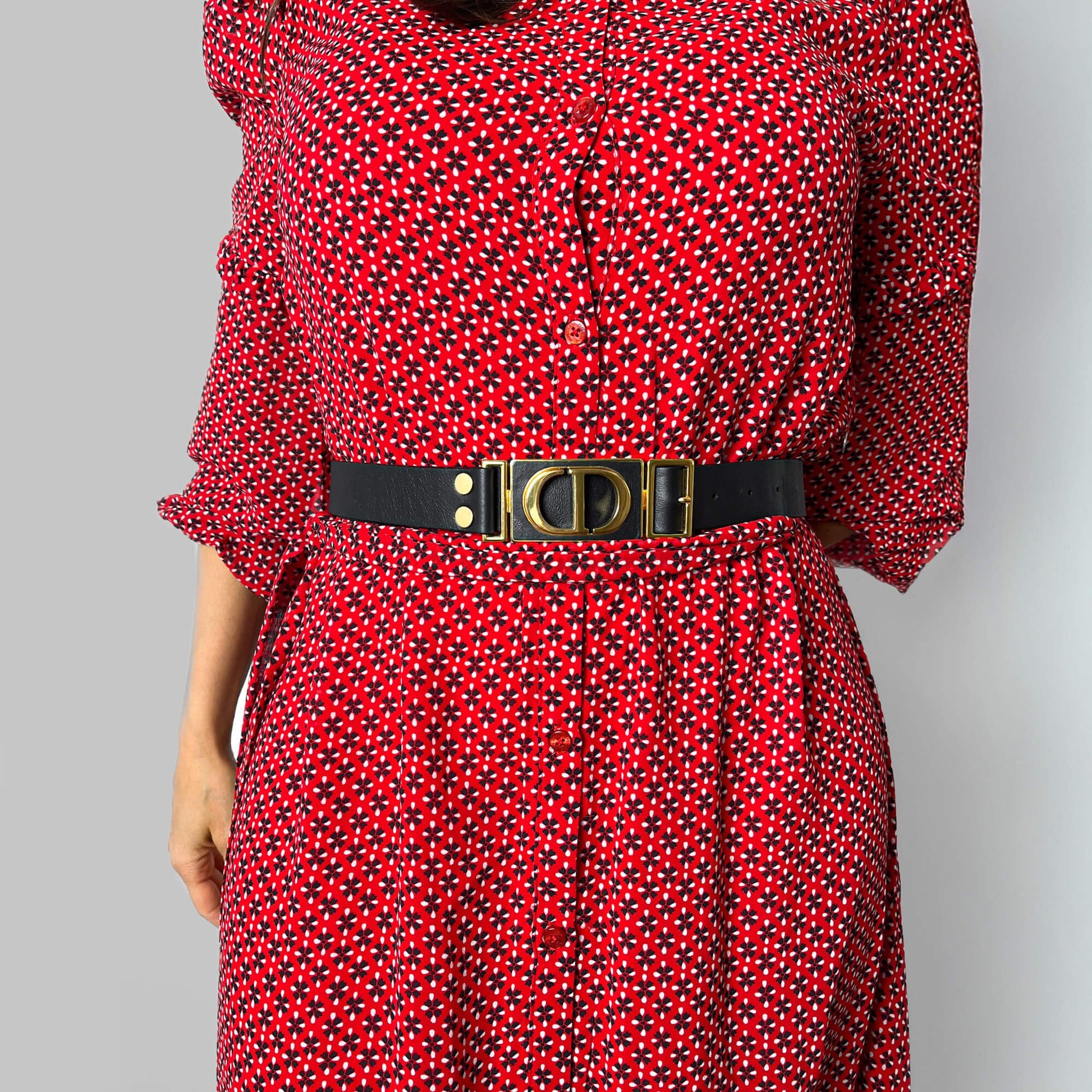 Second hand Dior CD Leather Medium Belt 90 Black - Tabita Bags