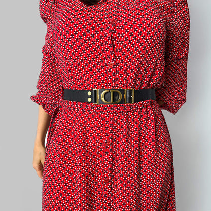 Second hand Dior CD Leather Medium Belt 90 Black - Tabita Bags