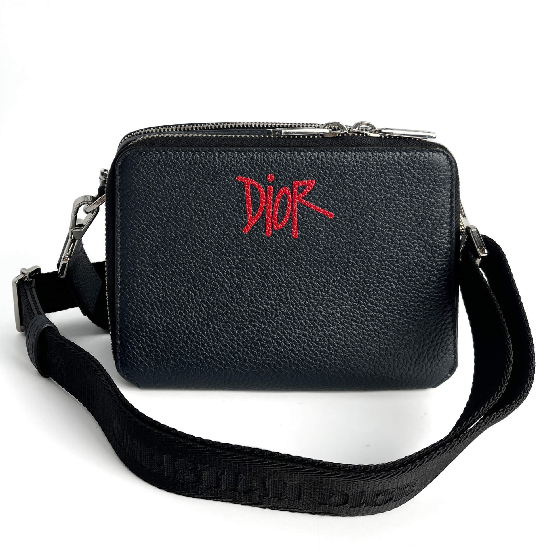 Dior Dior x Shawn Stussy Leather 2-Ways Camera Crossbody Blue