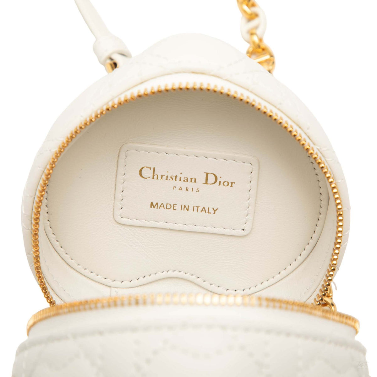Second hand Dior DiorAmour Micro Lambskin Leather Cannage Vanity Case Handbag White - Tabita Bags