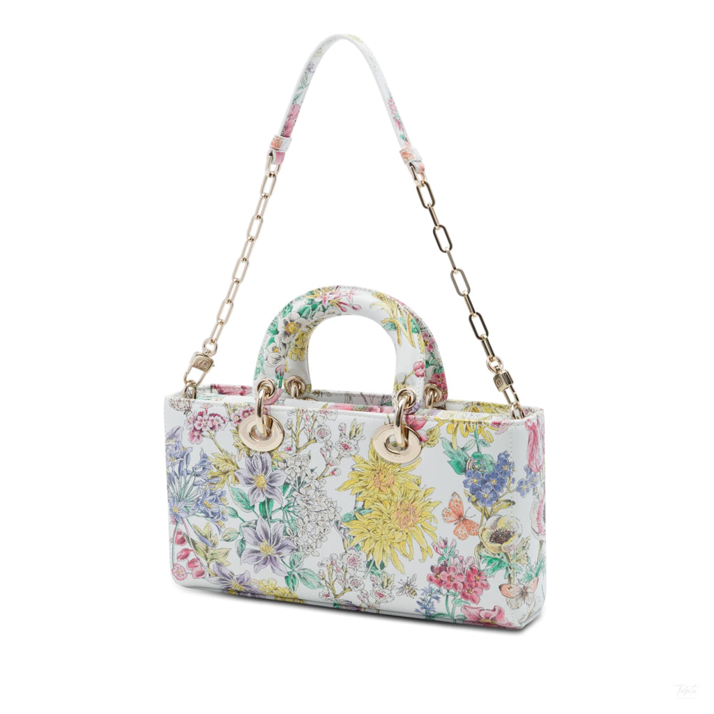 Second hand Dior Lady D-Joy Medium Calfskin Astral Flowers Top-handle Handbag Multicolor - Tabita Bags