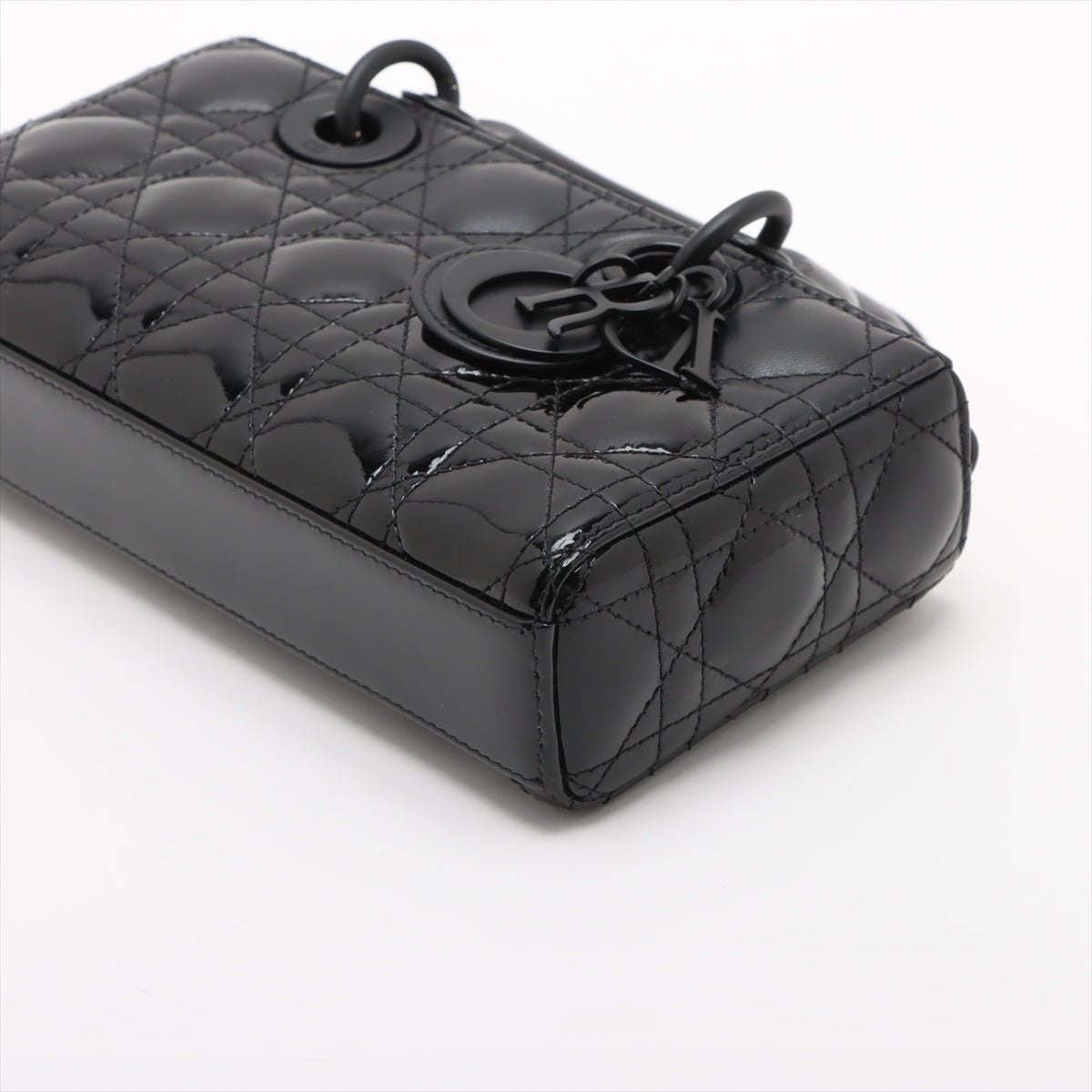 Second hand Dior Lady D-Joy Small Calfskin & Patent Cannage Top-handle Handbag Black - Tabita Bags
