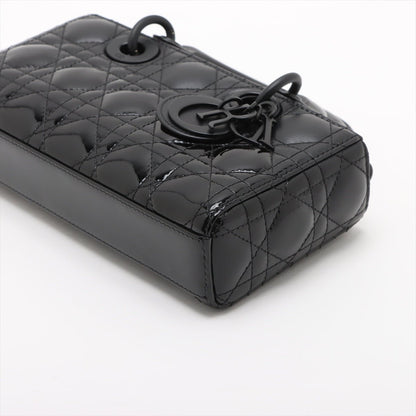 Second hand Dior Lady D-Joy Small Calfskin & Patent Cannage Top-handle Handbag Black - Tabita Bags