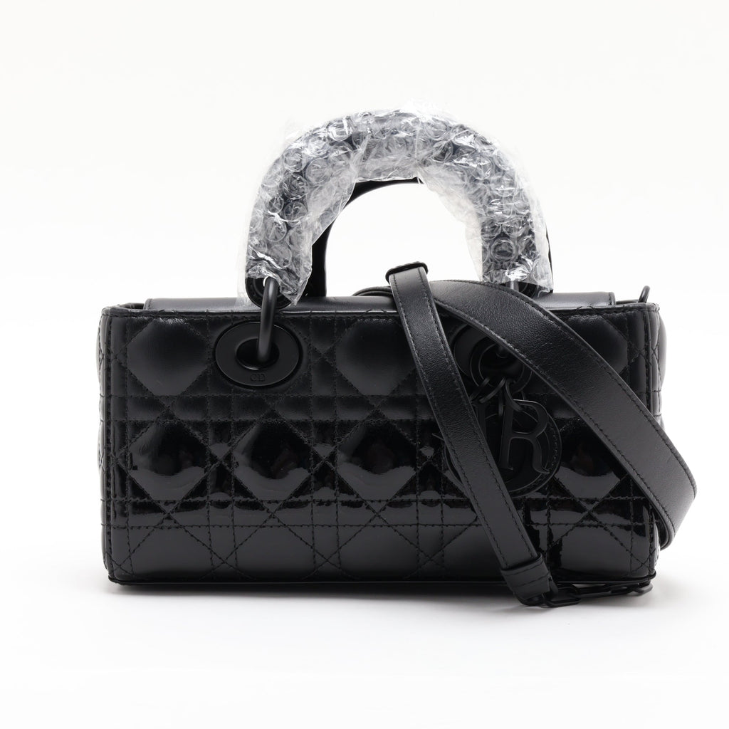 Second hand Dior Lady D-Joy Small Calfskin & Patent Cannage Top-handle Handbag Black - Tabita Bags