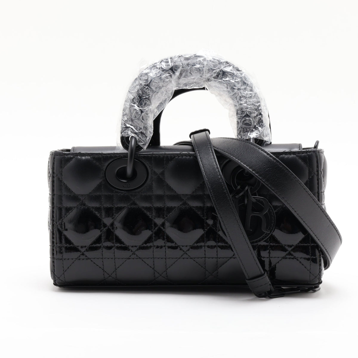 Second hand Dior Lady D-Joy Small Calfskin & Patent Cannage Top-handle Handbag Black - Tabita Bags