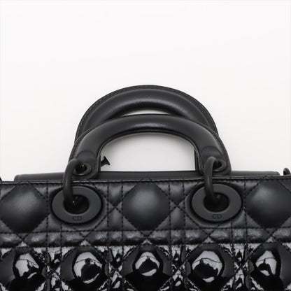 Second hand Dior Lady D-Joy Small Calfskin & Patent Cannage Top-handle Handbag Black - Tabita Bags