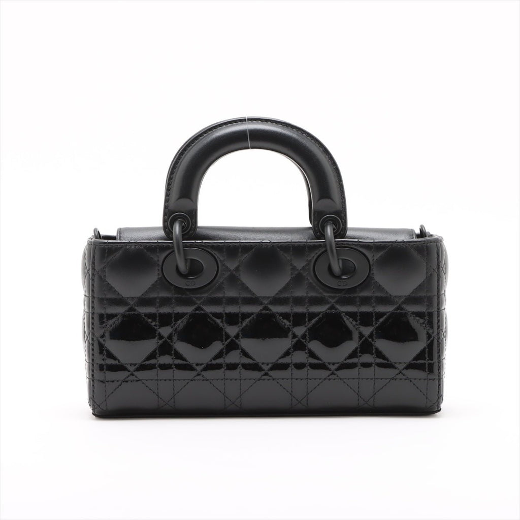 Second hand Dior Lady D-Joy Small Calfskin & Patent Cannage Top-handle Handbag Black - Tabita Bags