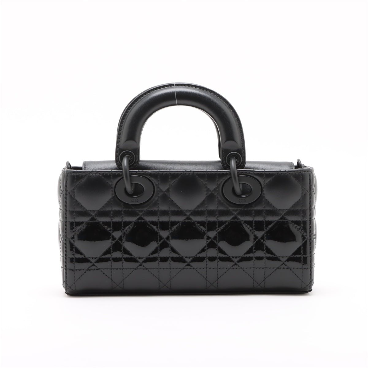 Second hand Dior Lady D-Joy Small Calfskin & Patent Cannage Top-handle Handbag Black - Tabita Bags