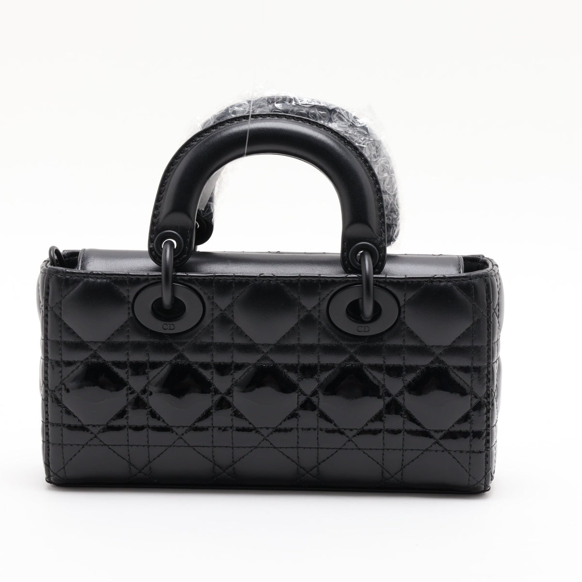 Second hand Dior Lady D-Joy Small Calfskin & Patent Cannage Top-handle Handbag Black - Tabita Bags