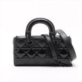 Second hand Dior Lady D-Joy Small Calfskin & Patent Cannage Top-handle Handbag Black - Tabita Bags