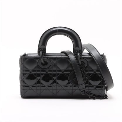 Second hand Dior Lady D-Joy Small Calfskin & Patent Cannage Top-handle Handbag Black - Tabita Bags