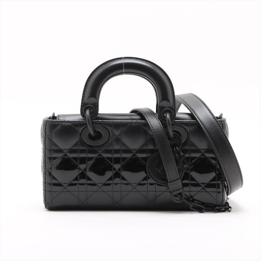 Second hand Dior Lady D-Joy Small Calfskin & Patent Cannage Top-handle Handbag Black - Tabita Bags