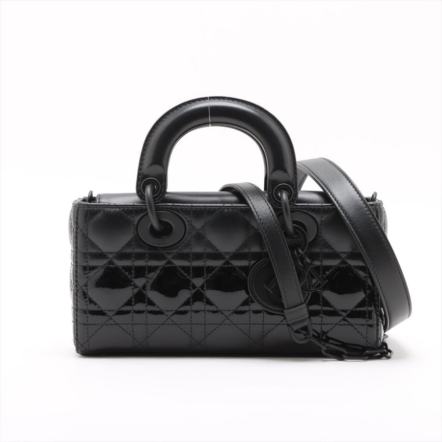 Second hand Dior Lady D-Joy Small Calfskin & Patent Cannage Top-handle Handbag Black - Tabita Bags