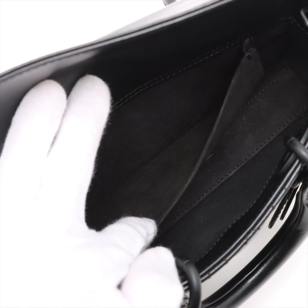 Second hand Dior Lady D-Joy Small Calfskin & Patent Cannage Top-handle Handbag Black - Tabita Bags