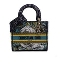 Second hand Dior Lady D-Lite Medium Canvas Embroidery Tote Handbag Blue - Tabita Bags