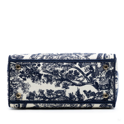 Second hand Dior Lady D - Lite Medium Canvas Embroidery Tote Handbag Blue - Tabita Bags