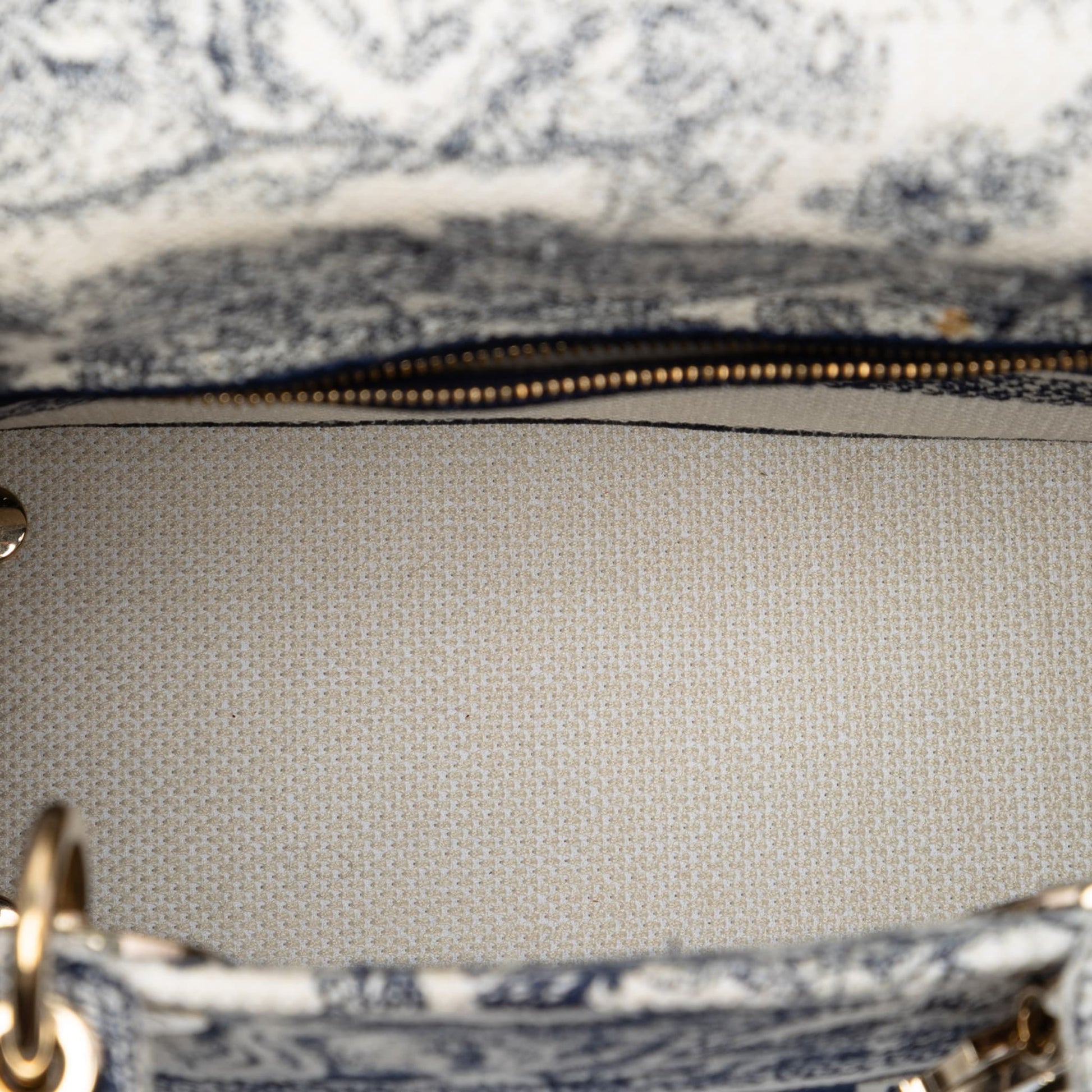 Second hand Dior Lady D - Lite Medium Canvas Embroidery Tote Handbag Blue - Tabita Bags