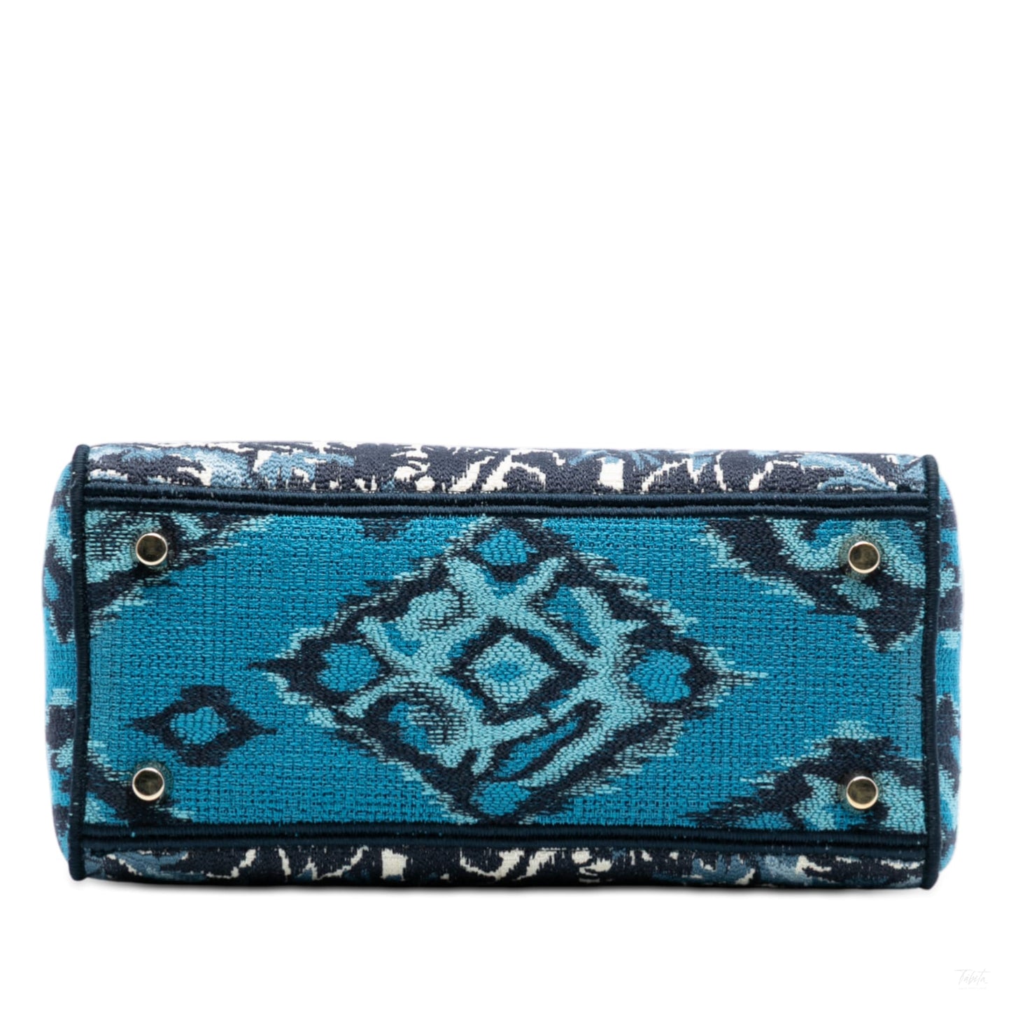 Second hand Dior Lady D - Lite Medium Canvas Embroidery Tote Handbag Palm Tree Toile De Jouy Blue - Tabita Bags