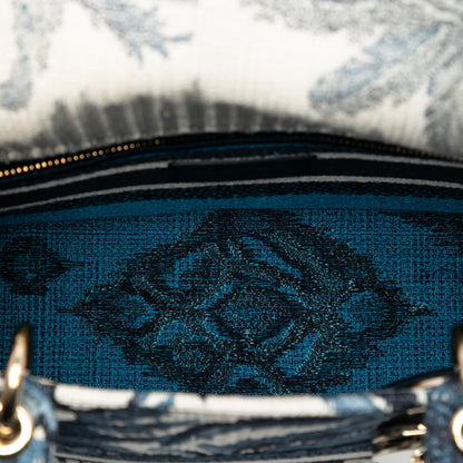 Second hand Dior Lady D - Lite Medium Canvas Embroidery Tote Handbag Palm Tree Toile De Jouy Blue - Tabita Bags
