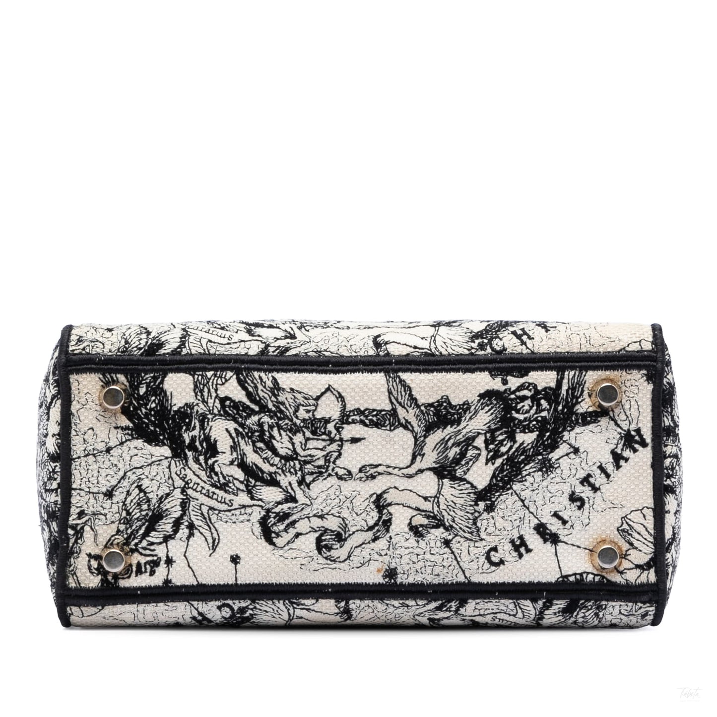 Second hand Dior Lady D - Lite Medium Canvas Embroidery Tote Handbag Zodiac White - Tabita Bags