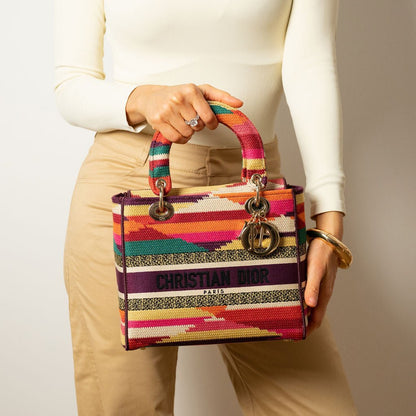 Second hand Dior Lady D - Lite Medium Embroidery Canvas 2 - Ways Tote Bag Multicolor - Tabita Bags