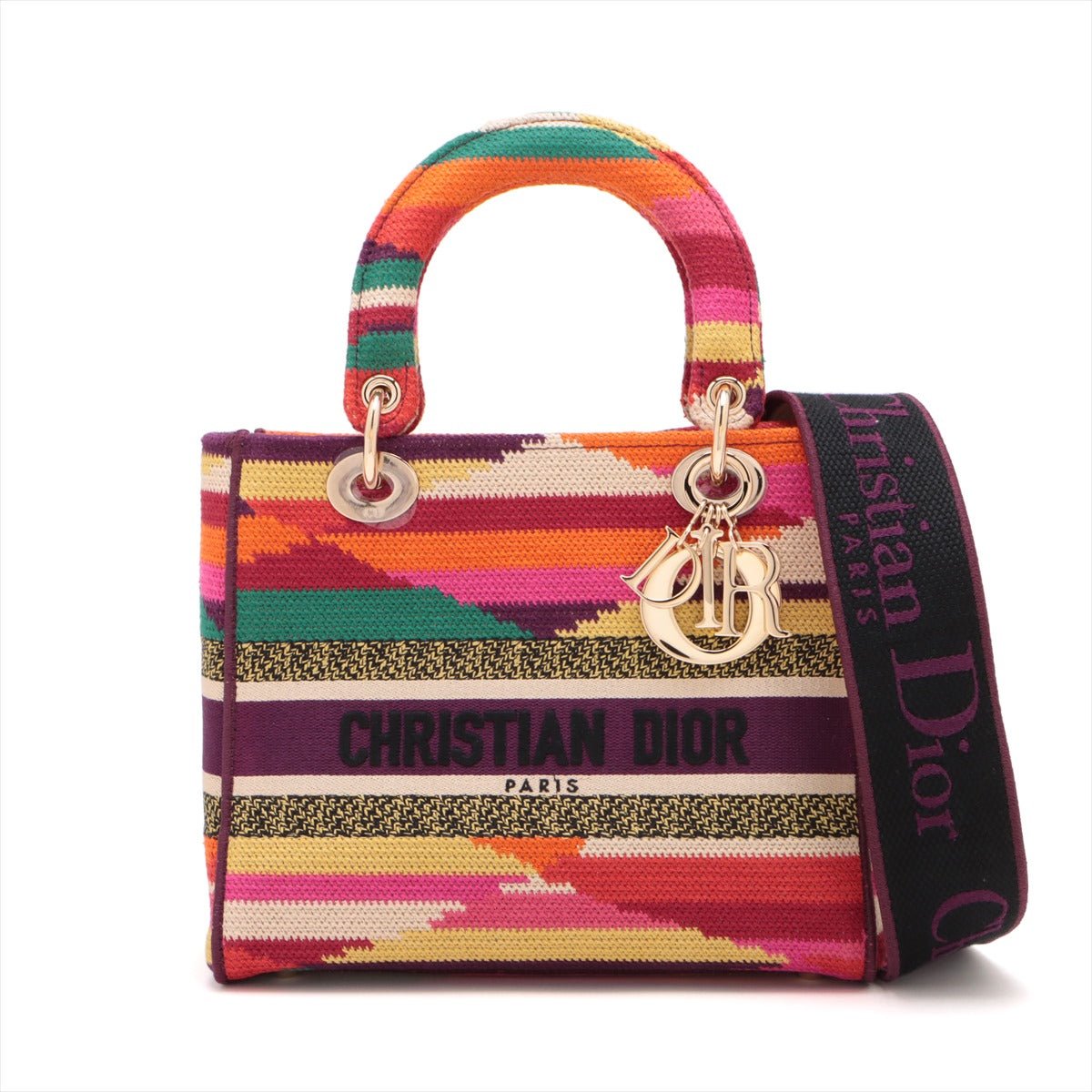 Second hand Dior Lady D - Lite Medium Embroidery Canvas 2 - Ways Tote Bag Multicolor - Tabita Bags