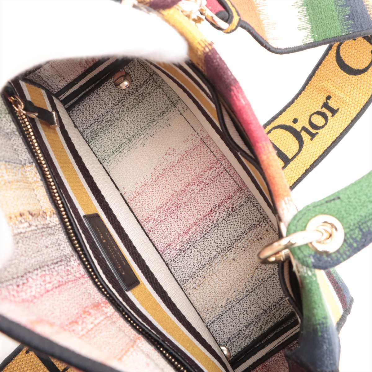 Second hand Dior Lady D-Lite Medium Embroidery Canvas 2-Ways Tote Bag Multicolor - Tabita Bags