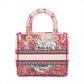 Second hand Dior Lady D-Lite Medium Embroidery Canvas 2-Ways Tote Bag White - Tabita Bags