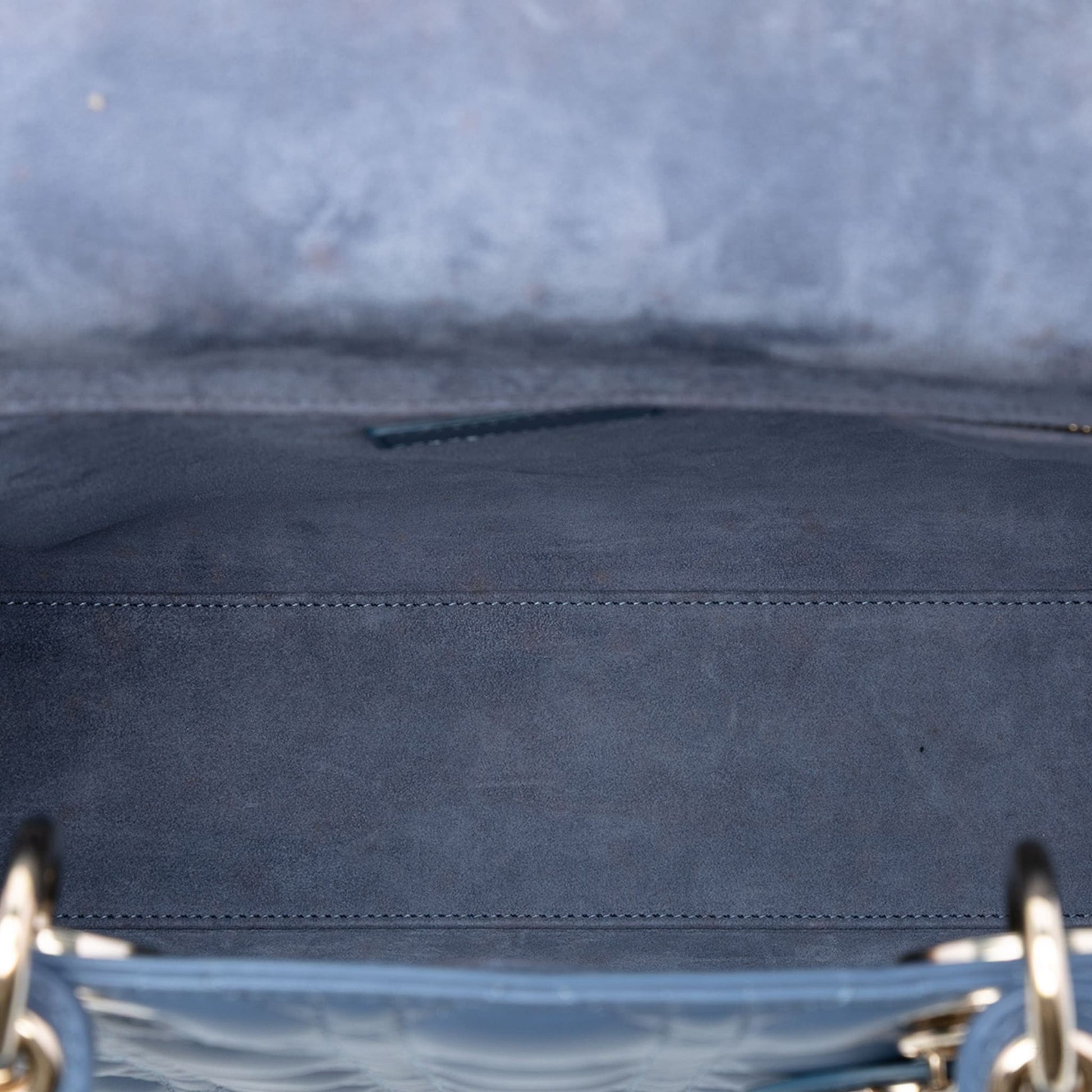 Second hand Dior Lady Dior Large Lambskin Leather Cannage Tote Handbag Blue - Tabita Bags